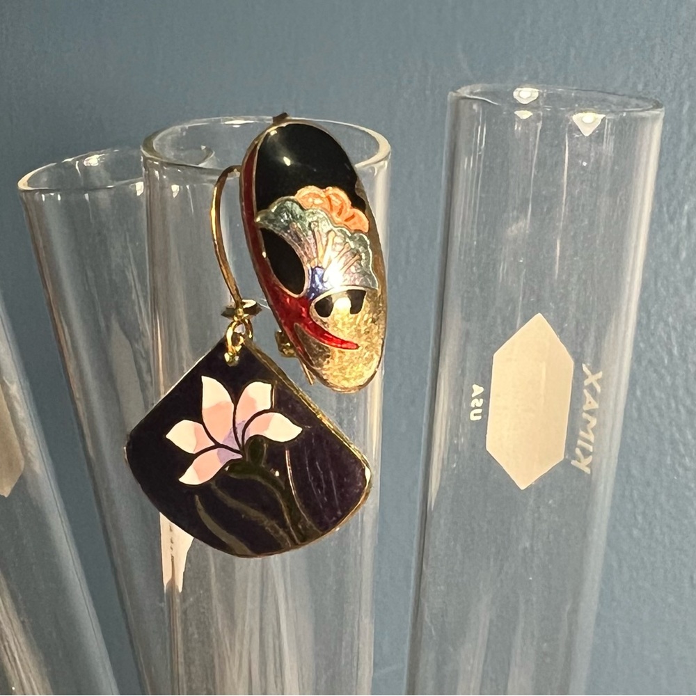 Vintage mismatched enamel earrings